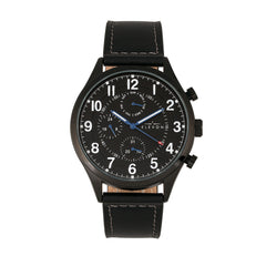 Elevon Lindbergh Leather-Band Watch w/Day/Date -Black
