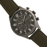 Elevon Lindbergh Leather-Band Watch w/Day/Date -Olive/Grey ELE102-6
