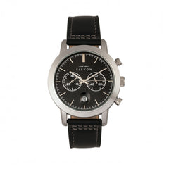 Elevon Langley Chronograph Leather-Band Watch w/ Date - Black
