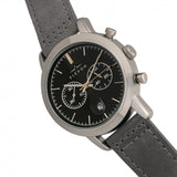 Elevon Langley Chronograph Leather-Band Watch w/ Date - Black/Grey ELE103-4
