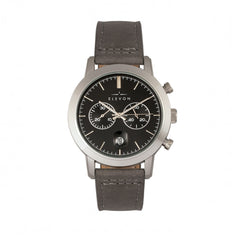 Elevon Langley Chronograph Leather-Band Watch w/ Date - Black/Grey ELE103-4