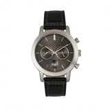 Elevon Langley Chronograph Leather-Band Watch w/ Date - Charcoal/Black ELE103-5