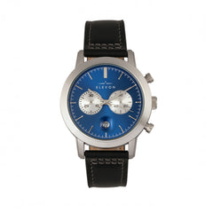 Elevon Langley Chronograph Leather-Band Watch w/ Date - Blue/Black ELE103-6