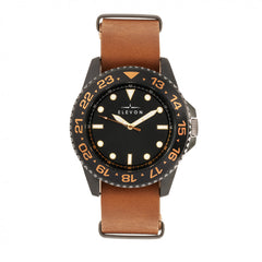 Elevon Dumont Leather-Band Watch - Black/Light Brown ELE108-6