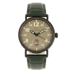 Elevon Von Braun Leather-Band Watch w/Date Display - Gunmetal/Green ELE112-4