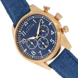 Elevon Curtiss Chronograph Leather-Band Watch - Rose Gold/Blue ELE104-4