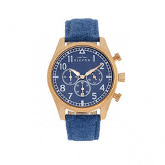 Elevon Curtiss Chronograph Leather-Band Watch - Rose Gold/Blue ELE104-4
