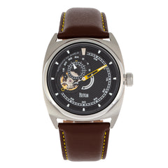 Reign Astro Semi-Skeleton Leather-Band Watch - Silver/Brown REIRN5502