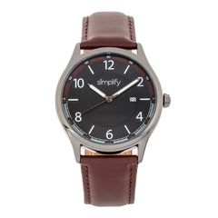 Simplify The 6900 Leather-Band Watch w/ Date - Brown SIM6905