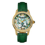 Empress Augusta Automatic Mosaic Mother-of-Pearl Leather-Band Watch - Gold/Green EMPEM3503