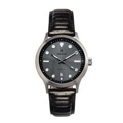 Heritor Automatic Bradford Leather-Band Watch w/Date - Gray & Black - HERHS1103 HERHS1103