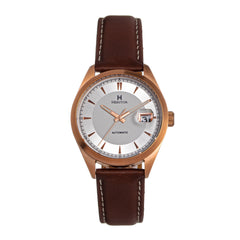 Heritor Automatic Ashton Leather-Band Watch w/Date - White/Rose Gold - HERHS1404 HERHS1404