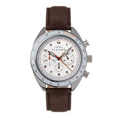 Elevon Bombardier Chronograph Leather-Strap Watch - Brown/White - ELE127-6 ELE127-6
