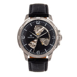 Heritor Automatic Theo Semi-Skeleton Leather-Band Watch - Black - HERHS1702 HERHS1702