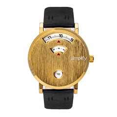 Simplify The 7000 Genuine Leather Watch - Gold/Black SIM7002