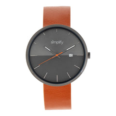 Simplify The 6400 Leather-Band Watch w/Date - Gunmetal/Orange SIM6405