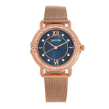 Sophie and Freda Reno Bracelet Watch w/Swarovski Crystals - Rose Gold/Navy SAFSF5405