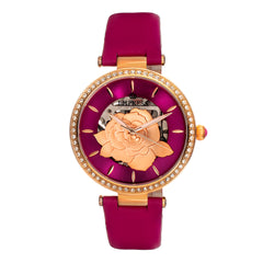 Empress Anne Automatic Semi-Skeleton Leather-Band Watch - Hot Pink EMPEM3105