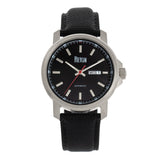 Reign Helios Automatic Leather-Band Watch w/Day/Date - Silver/Black REIRN5705