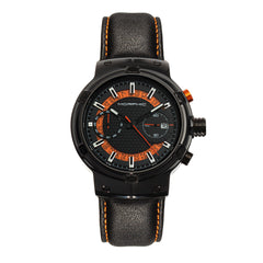 Morphic M91 Series Chronograph Leather-Band Watch w/Date - Black/Orange - MPH9105 MPH9105