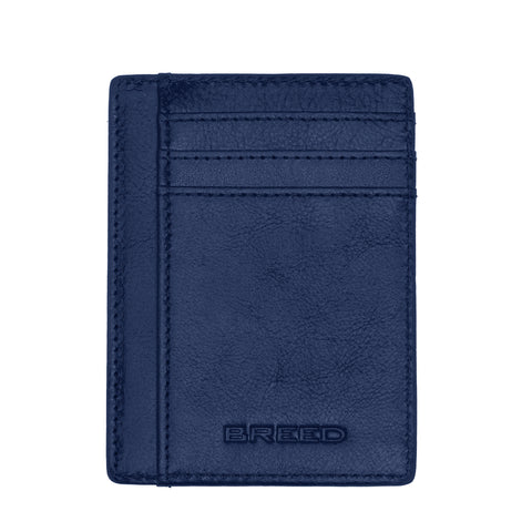 Breed Chase Genuine Leather Front Pocket Wallet - Navy - BRDWALL003-BLU BRDWALL003-BLU