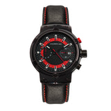 Morphic M91 Series Chronograph Leather-Band Watch w/Date - Black/Red - MPH9104 MPH9104