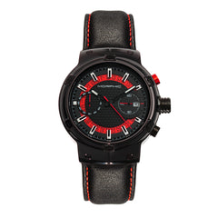 Morphic M91 Series Chronograph Leather-Band Watch w/Date - Black/Red - MPH9104 MPH9104