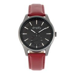 Simplify The 6600 Series Leather-Band Watch - Red/Black SIM6604