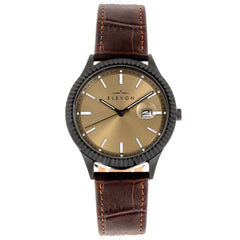 Elevon Concorde Leather-Band Watch w/Date - Black/Gold ELE115-6