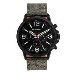 Morphic M86 Series Chronograph Leather-Band Watch - Black/Olive MPH8606