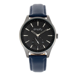 Simplify The 6600 Series Leather-Band Watch - Blue/Black SIM6606