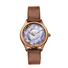 Bertha Georgiana Mother-Of-Pearl Leather-Band Watch - Rose Gold/Beige - BTHBS1106 BTHBS1106