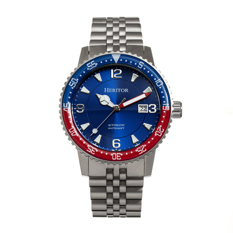 Heritor Automatic Dominic  Bracelet Watch w/Date - Red&Blue/Blue HERHR9806