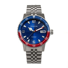 Heritor Automatic Dominic  Bracelet Watch w/Date - Red&Blue/Blue HERHR9806