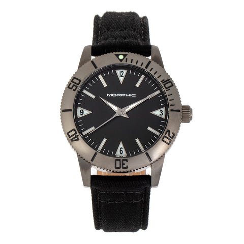 Morphic M85 Series Canvas-Overlaid Leather-Band Watch - Gunmetal/Black MPH8505