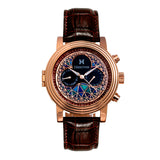 Heritor Automatic Legacy Leather-Band Watch w/Day/Date - Rose Gold/Brown - HERHR9704 HERHR9704