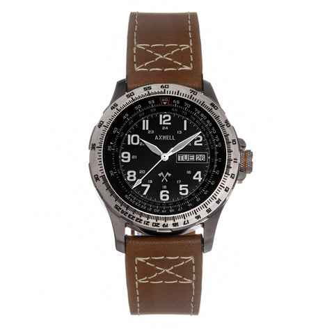 Axwell Blazer Leather Strap Watch - Tan/Black - AXWAW106-1 AXWAW106-1