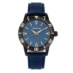 Morphic M85 Series Canvas-Overlaid Leather-Band Watch - Black/Blue MPH8504