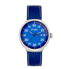 Simplify The 7100 Leather-Band Watch w/Date - Blue SIM7104