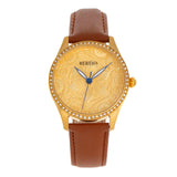 Bertha Dixie Floral Engraved Leather-Band Watch - Brown BTHBR9903