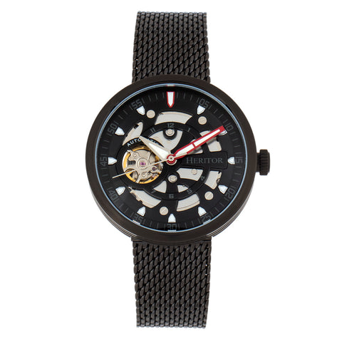 Heritor Automatic Jasper Skeleton Bracelet Watch - Black HERHR8702