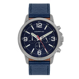 Morphic M86 Series Chronograph Leather-Band Watch - Silver/Navy MPH8603
