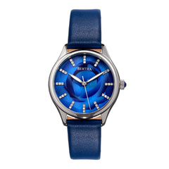 Bertha Georgiana Mother-Of-Pearl Leather-Band Watch - Silver/Blue - BTHBS1102 BTHBS1102
