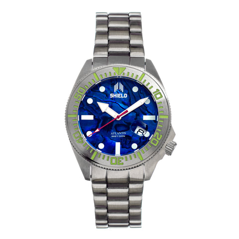 Shield Atlantis Abalone Bracelet Watch w/Date - Blue SLDSH108-5