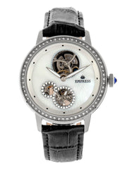 Empress Tatiana Automatic Semi-Skeleton Leather-Band Watch - Black