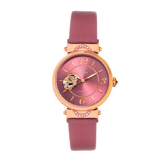 Empress Alouette Automatic Semi-Skeleton Leather-Band Watch - Pink EMPEM3406