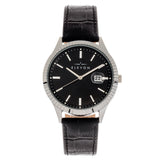 Elevon Concorde Leather-Band Watch w/Date - Silver/Black ELE115-2