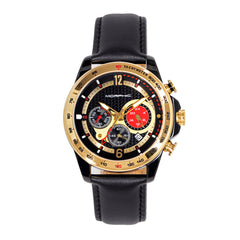 Morphic M88 Series Chronograph Leather-Band Watch w/Date - Black/Gold MPH8805