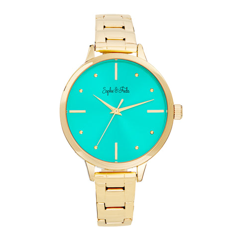 Sophie and Freda Milwaukee Bracelet Watch - Gold/Teal SAFSF5804