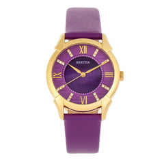 Bertha Ida Mother-of-Pearl Leather-Band Watch - Purple - BTHBS1204 BTHBS1204